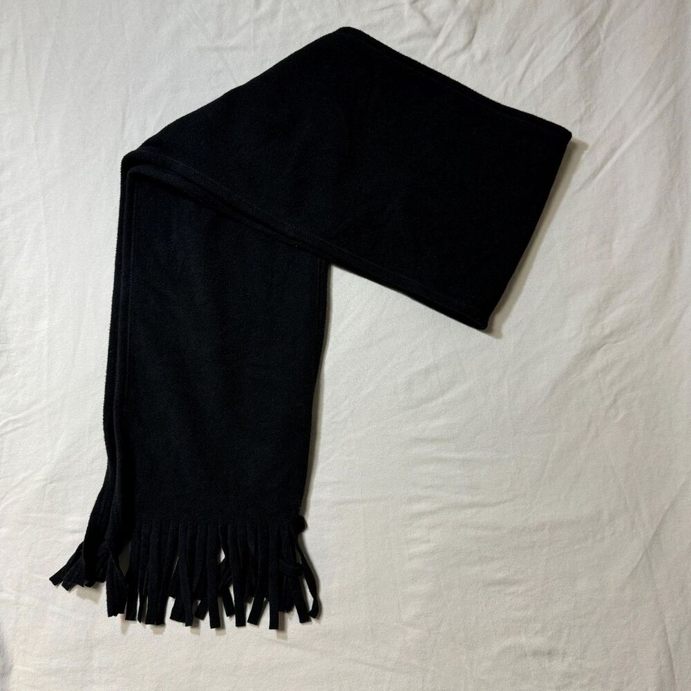 Black Scarf Fleece Fringe Men's Neck Wrap Winter Snow Ski Sledding Warm Gear